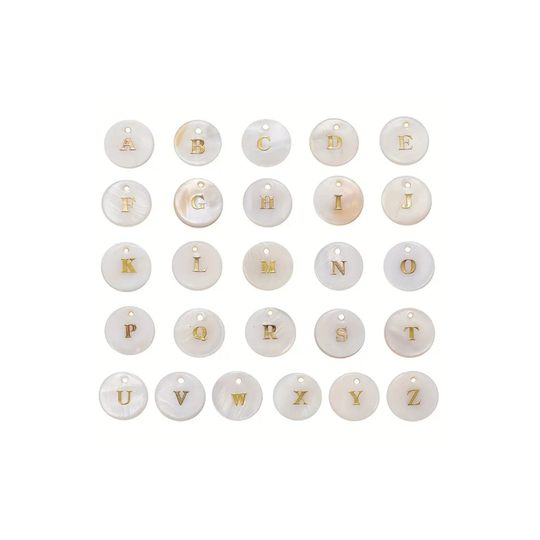INITIAL MOTHER OF PEARL CHARM